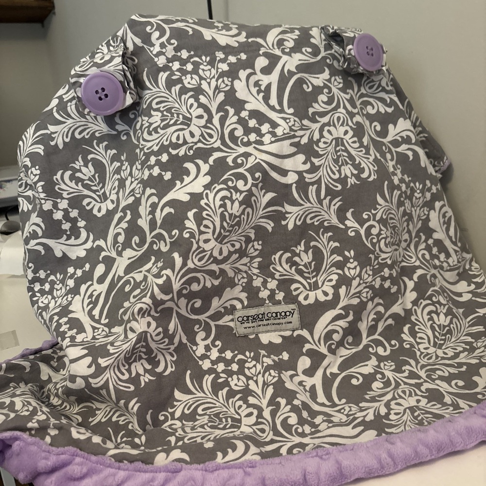 Infant Baby Car seat Canopy Paisley Floral Grey And Purple